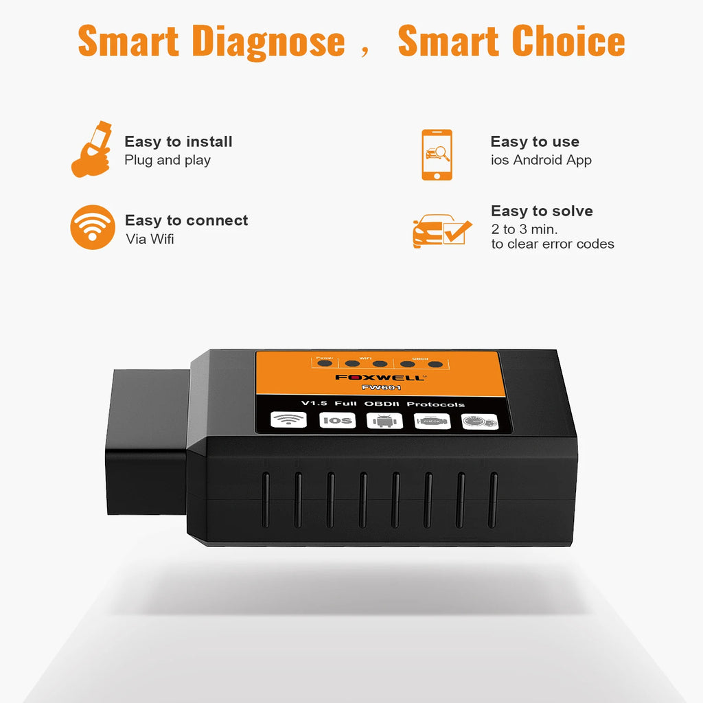 FOXWELL FW601 Elm327 Obd2 Scanner Code Reader WiFi Car Diagnostic Tool IPad