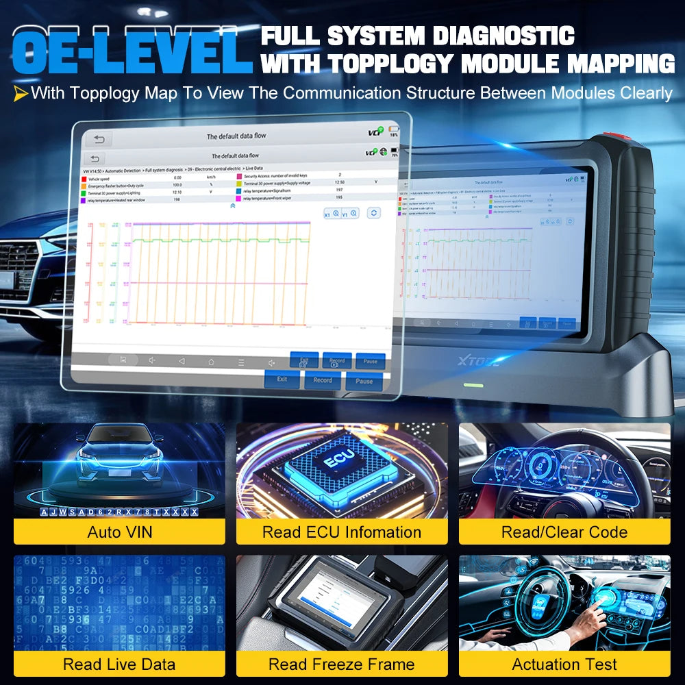 XTOOL IP919 Automotive Diagnostic Scanner ECU Coding OBD2 Topology FCA AutoAuth