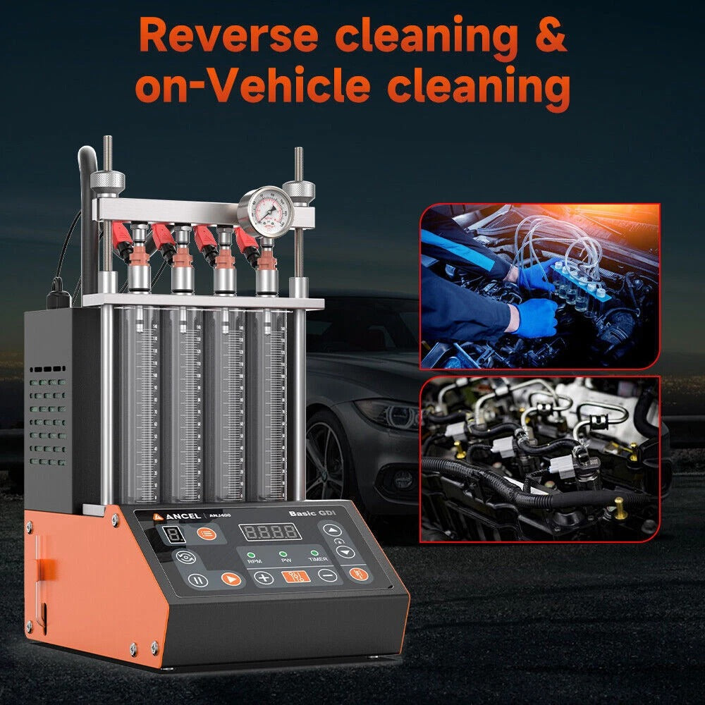 ANCEL ANJ400 Fuel Injector Cleaner Tester GDI EFI Ultrasonic 4-Cylinder Machine