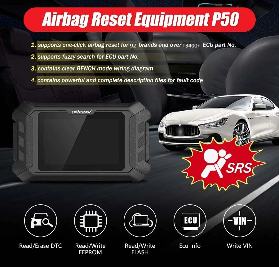 OBDSTAR P50 Airbag Crash Battery Reset Tool  95 Brands 14400+ ECUs