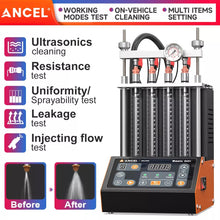 Load image into Gallery viewer, ANCEL ANJ400 Fuel Injector Cleaner Tester GDI EFI Ultrasonic 4-Cylinder Machine