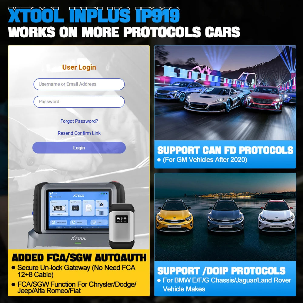 XTOOL IP919 Automotive Diagnostic Scanner ECU Coding OBD2 Topology FCA AutoAuth