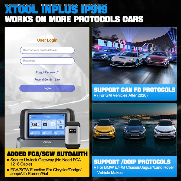 XTOOL IP919 Automotive Diagnostic Scanner ECU Coding OBD2 Topology FCA AutoAuth