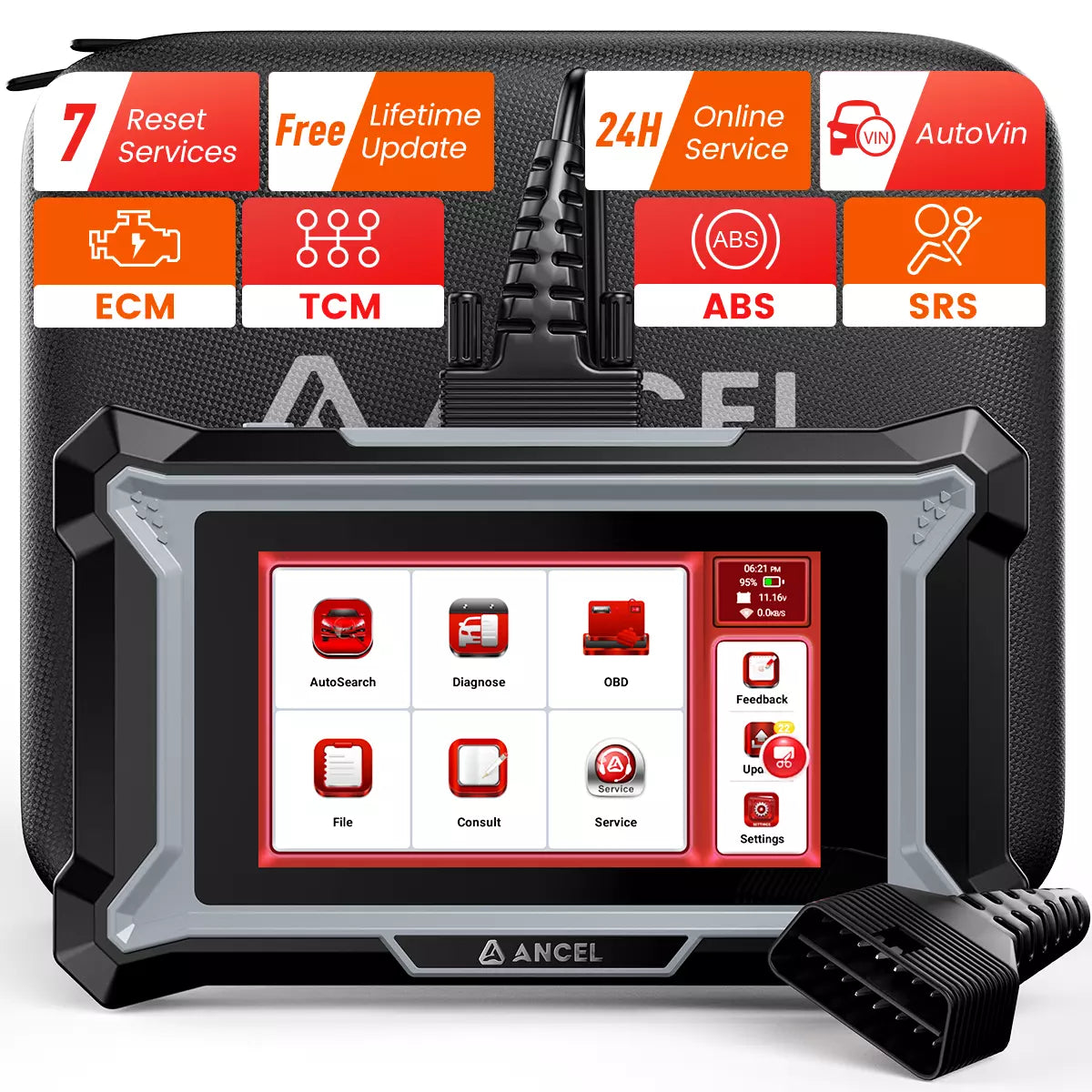 ANCEL DS100 OBD2 Scanner ABS SRS Engine TCM Code Reader with 7 Reset S ...