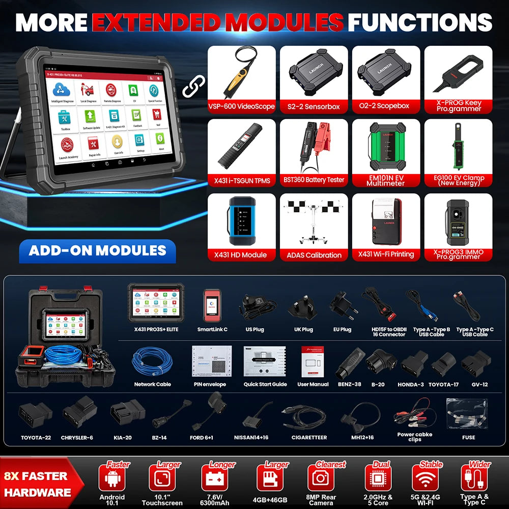 LAUNCH X431 PRO3S+ ELITE PRO5 OBD2 Scan Tool Codes Reader Car Fault Code Scanner