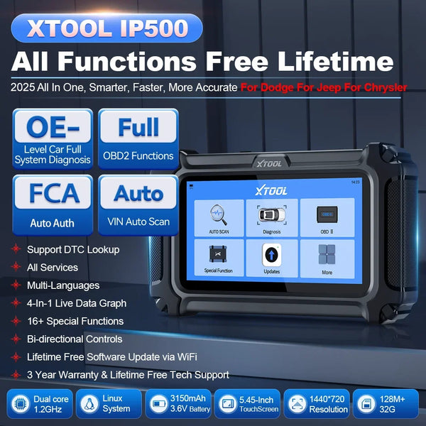 XTOOL IP500 Automotive Scanner For Chrysler/Jeep/Dodge Auto OBD2 Scan Tool FCA AutoAuth