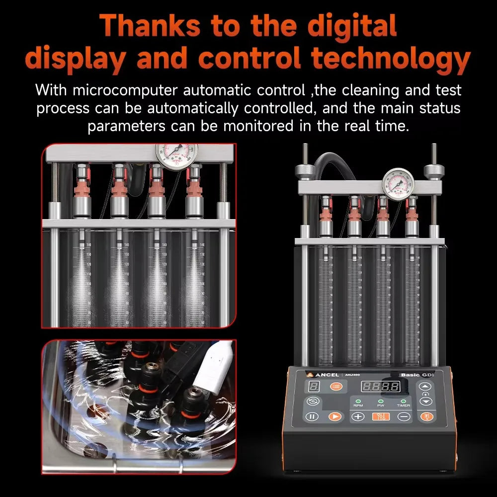 ANCEL ANJ400 Fuel Injector Cleaner Tester GDI EFI Ultrasonic 4-Cylinder Machine