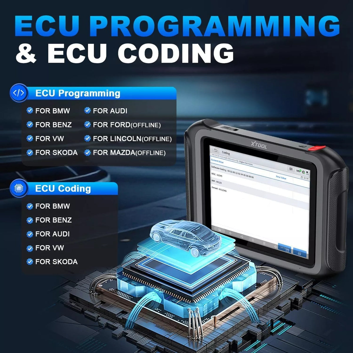 XTOOL D9S PRO ECU Coding And Programming OBD2 Scanner FCA AutoAuth DoIP/CAN FD
