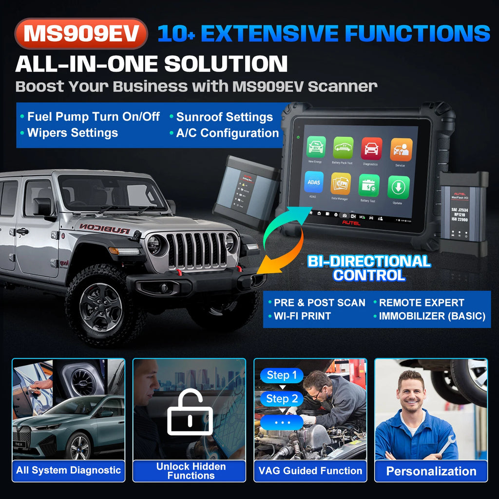 2025 Autel MaxiSYS MS909EV EV Diagnostic Scanner w/ EVDiag Box, ECU Coding, 40+ Services