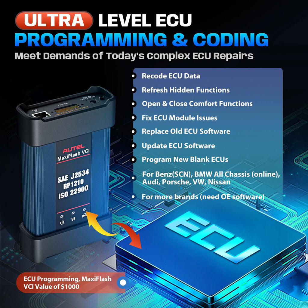 2025 Autel MaxiSYS MS909EV EV Diagnostic Scanner w/ EVDiag Box, ECU Coding, 40+ Services