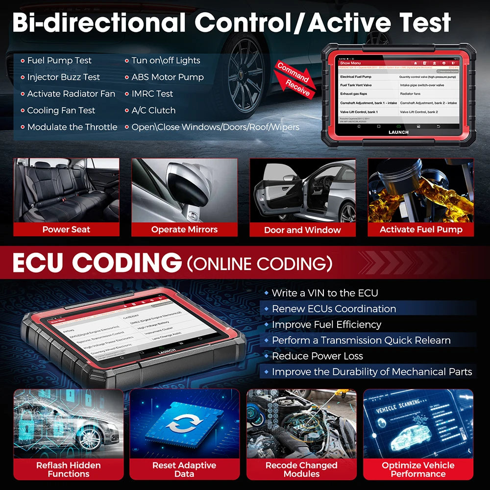 LAUNCH X431 PRO ELITE OBD II obd2 Car Diagnostic Scanner ECU Programming OEM .