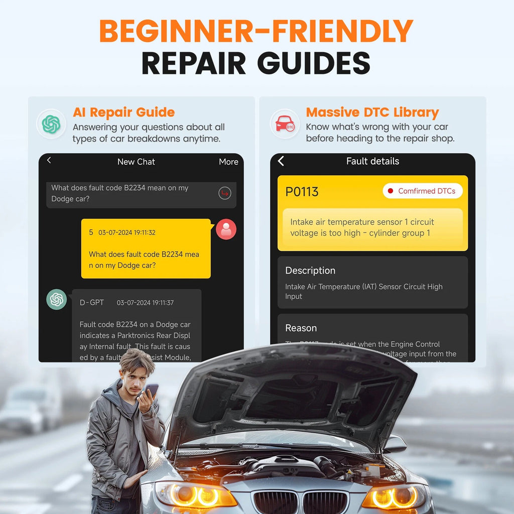 ANCEL Echo OBD2 Scanner Bluetooth All System Diagnostic Tool for iOS Android