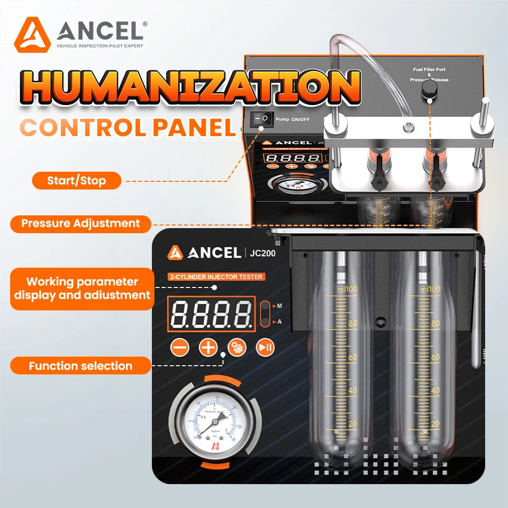 ANCEL JC200 Injector Tester 2 Cylinder Fuel Injection Volume Atomization Test