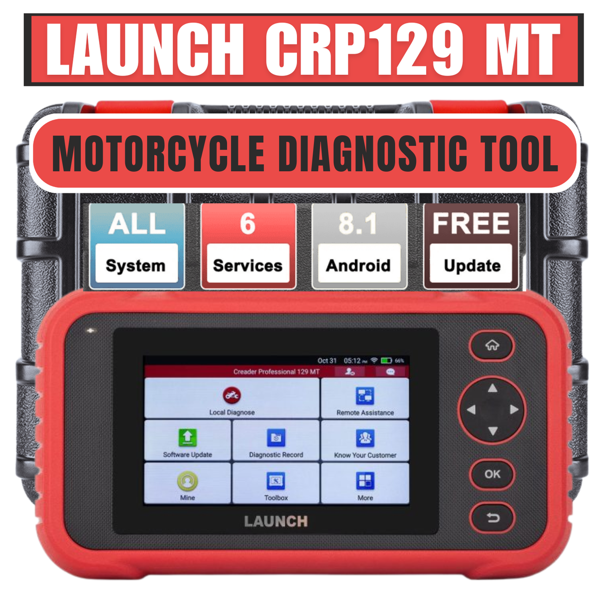 Launch CRP129MT Motorcycle OBD2 Diagnostic Tool Full System Scan 39 Brands