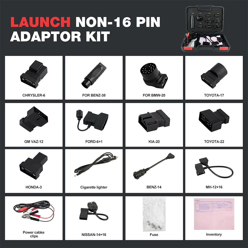 LAUNCH X431 OBD1 Adapter Kit with Case for Non-16 Pin Vehicles