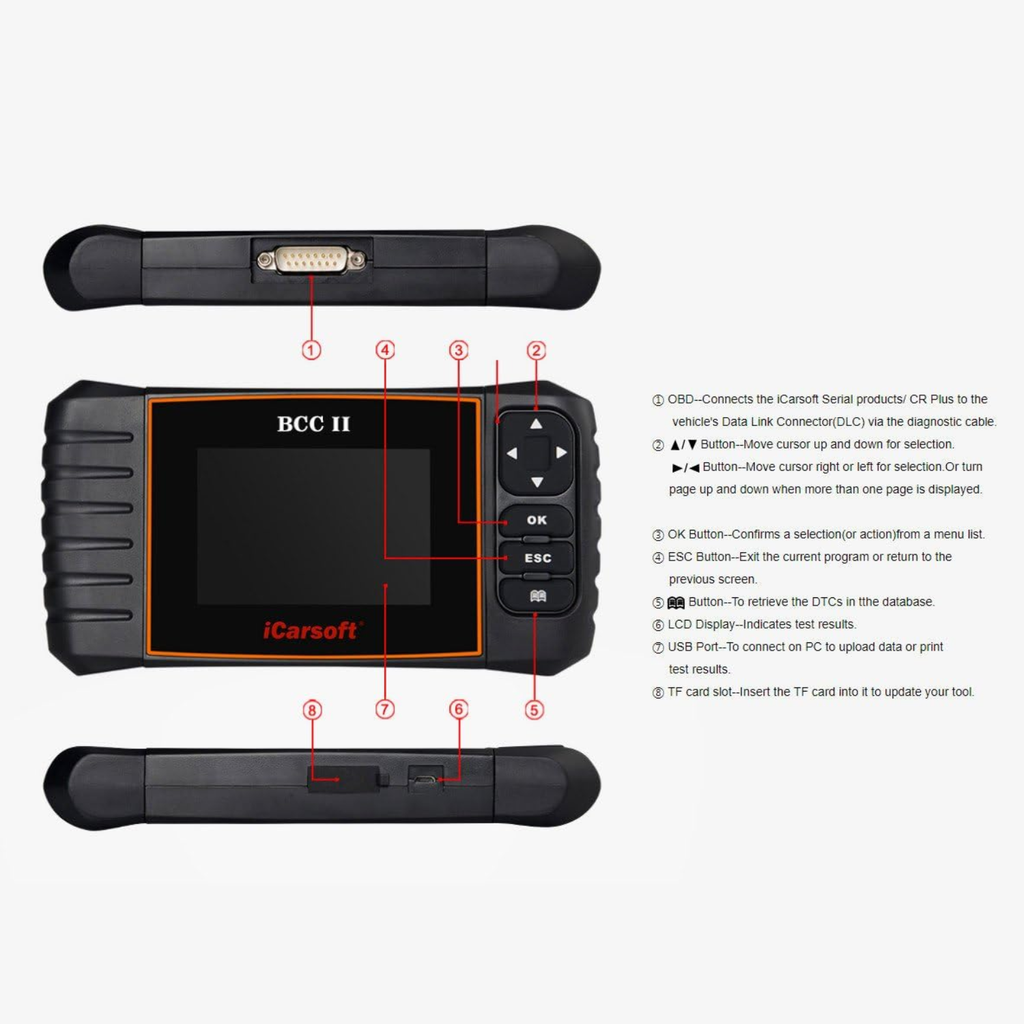 iCarsoft BCC II Fits Chevrolet OBD2 Diagnostic Fault Code Reset Scanner Tool