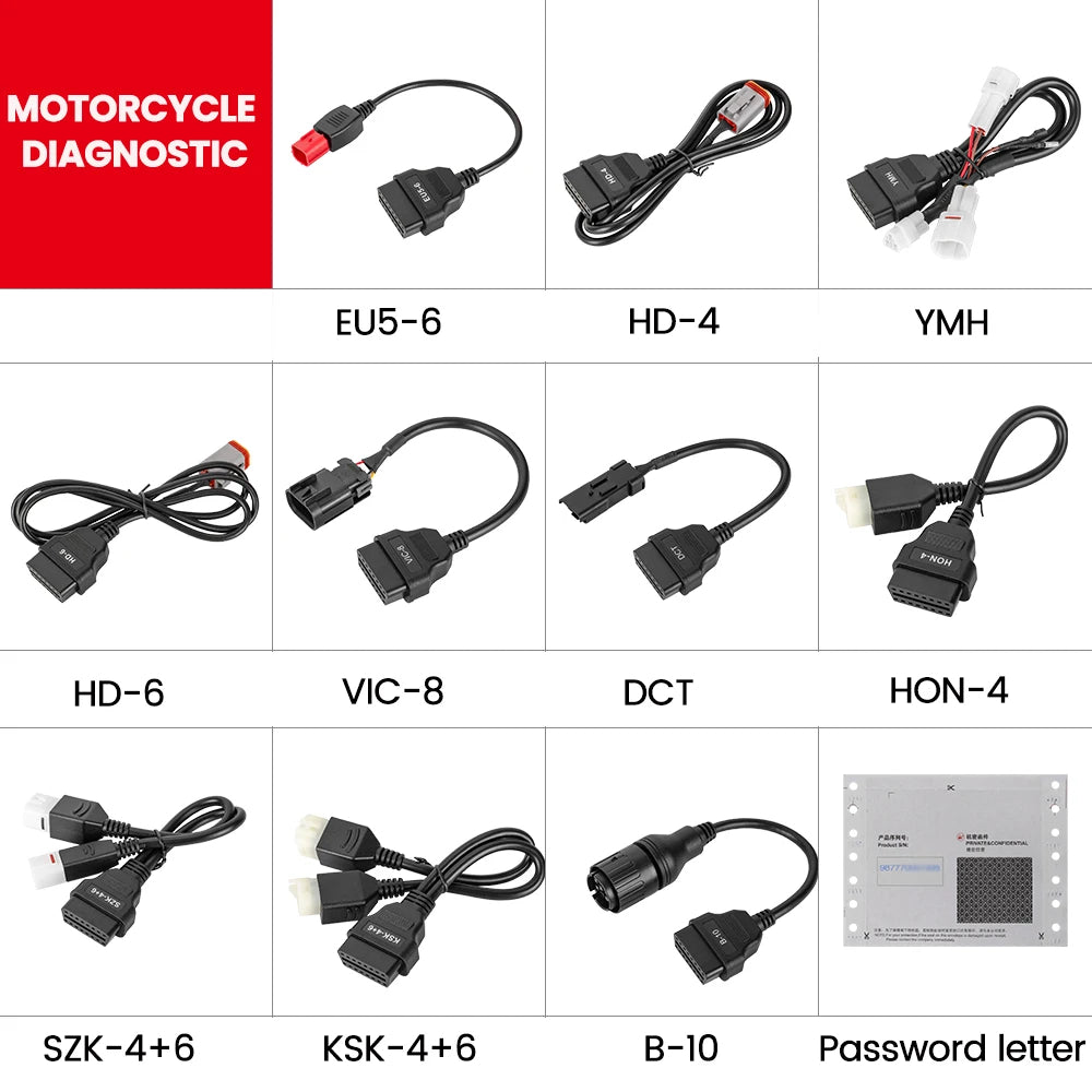 LAUNCH X431 Motorcycle Diagnostic Connector Kit 2.0 with 1 Year Software