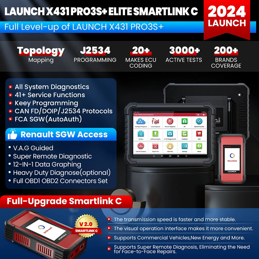 LAUNCH X431 PRO3S+ ELITE PRO5 OBD2 Scan Tool Codes Reader Car Fault Code Scanner