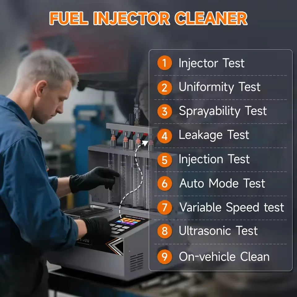 Foxwell JT400 GDI/EFI/FSI Fuel Injector Cleaner Machine – 4-Cylinder Heated Ultrasonic Tester