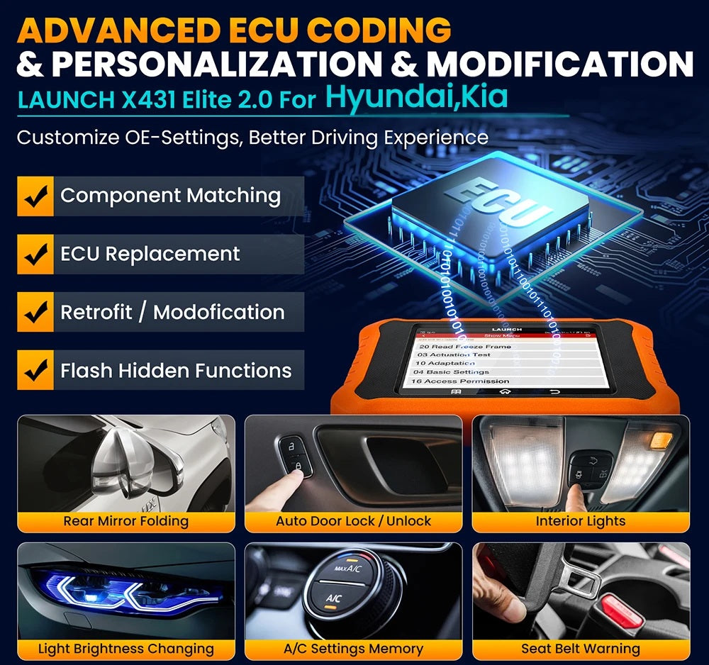 2026 Hyundai Kia Scann tool Launch X431 Elite V2 ECU Coding Reset Services ECU