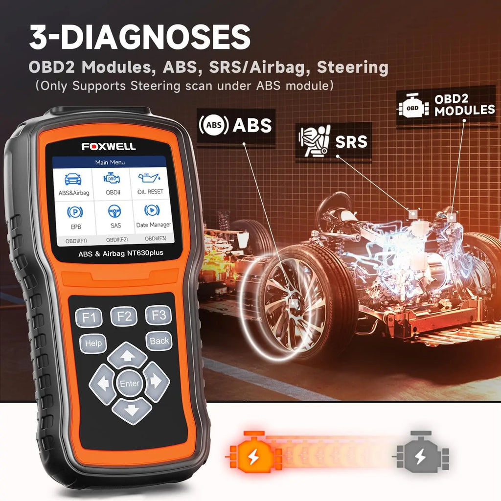FOXWELL NT630 ELITE OBD Diagnostic Scan ABS+SAS+SRS Airbag Crash Data Reset Tool