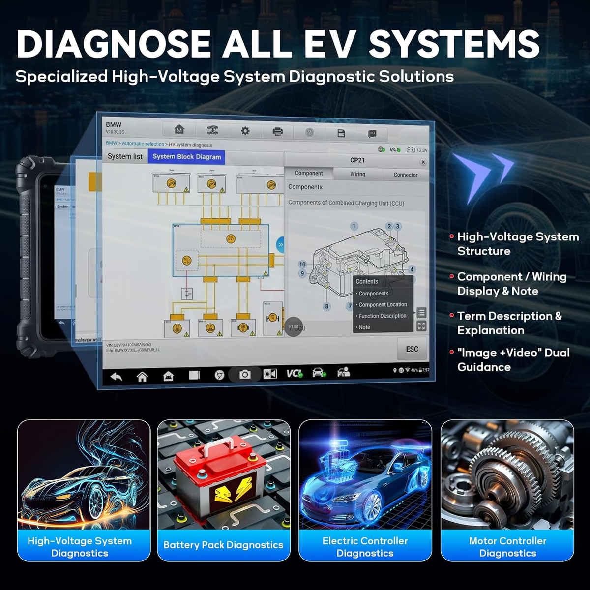 Autel MaxiSys Ultra EV MSOAK EV Hybrid Car Diagnostic Scanner ECU Coding Tool