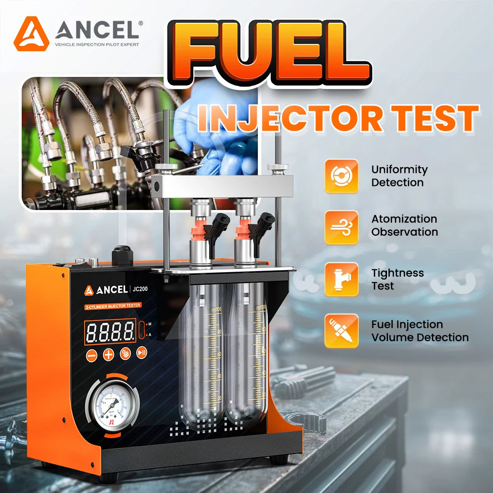 ANCEL JC200 Injector Tester 2 Cylinder Fuel Injection Volume Atomization Test