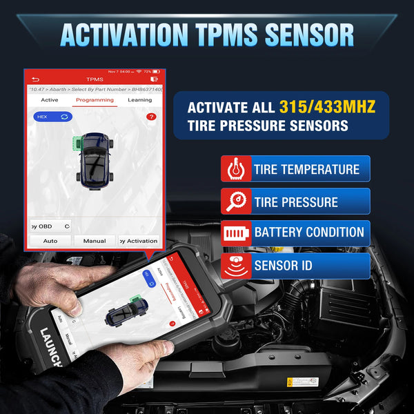 Launch Creader TPMS 5011 V2 Android TPMS OBD2 Scanner Diagnostic Tool 315 433MHz