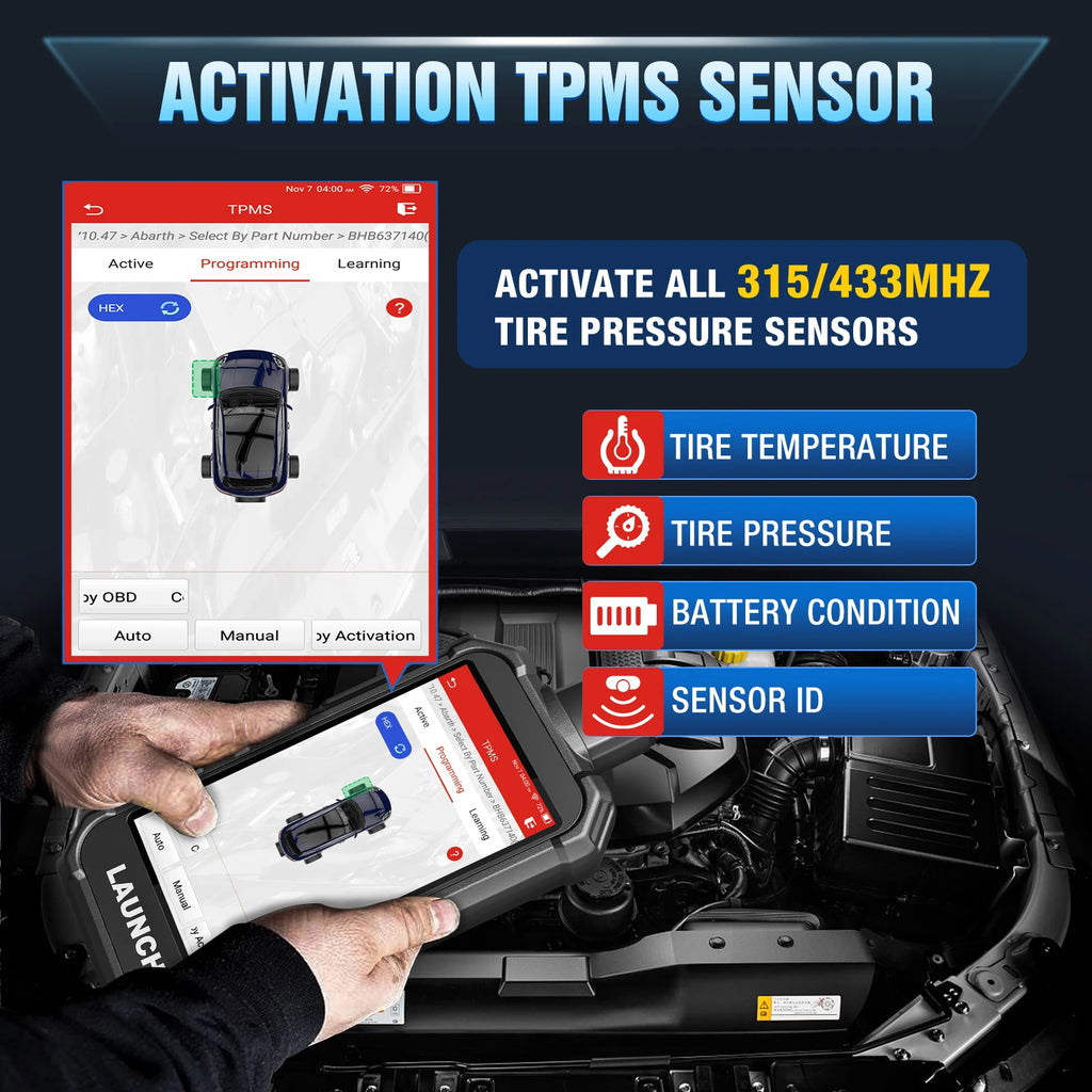 Launch Creader TPMS 5011 V2 Android TPMS OBD2 Scanner Diagnostic Tool 315 433MHz