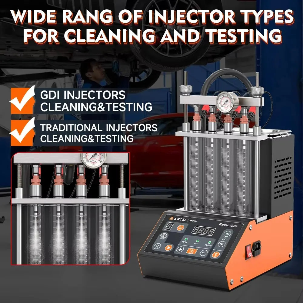 ANCEL ANJ400 Fuel Injector Cleaner Tester GDI EFI Ultrasonic 4-Cylinder Machine