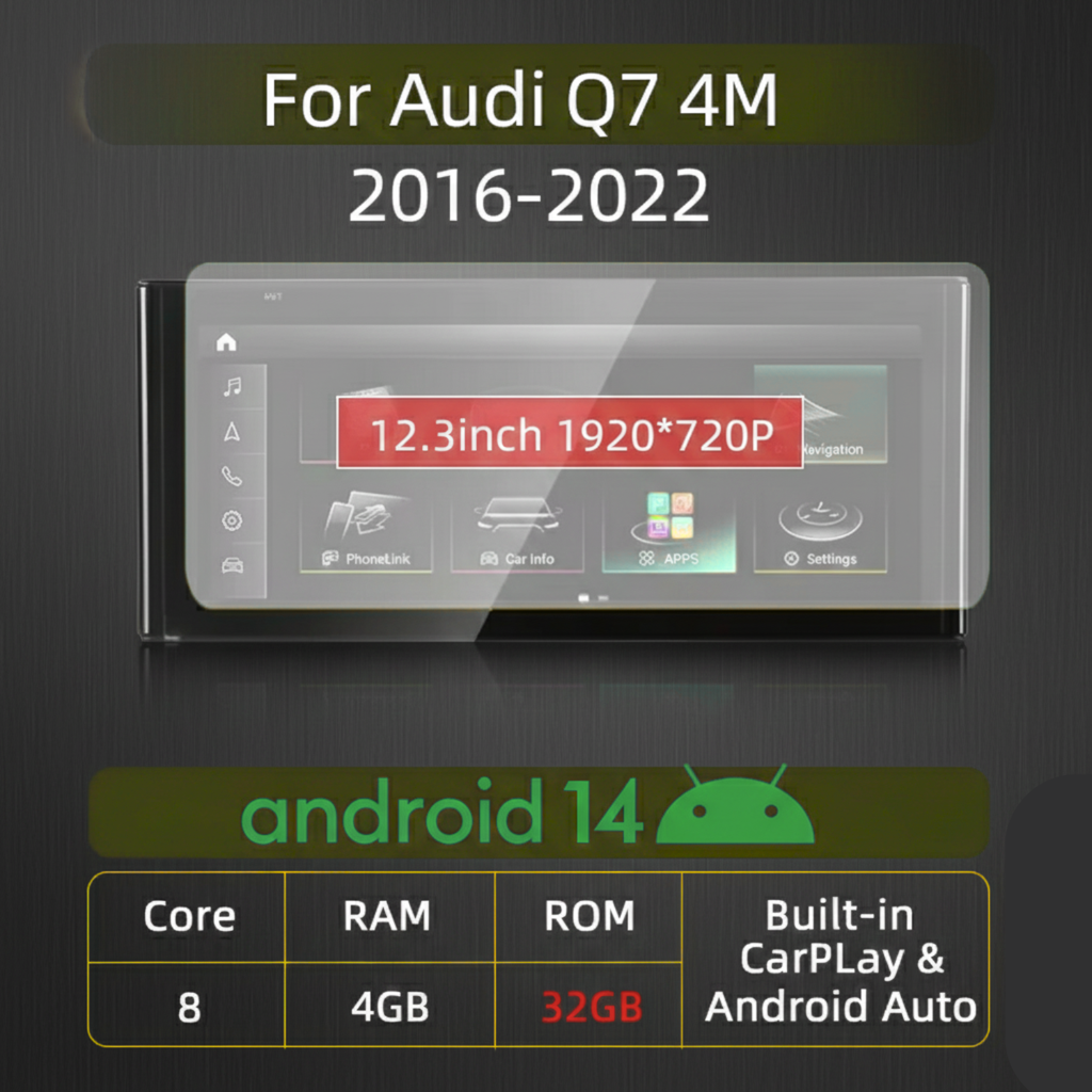 Audi Q7 4M 2016-2022 Android 14 12.3 inch HD Touchscreen CarPlay Android Auto