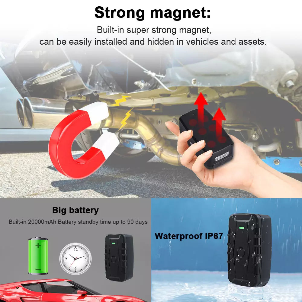 4G Magnetic GPS TRACKER 10000mAh Waterproof IPX7 Anti-Theft Vehicle Car Truck