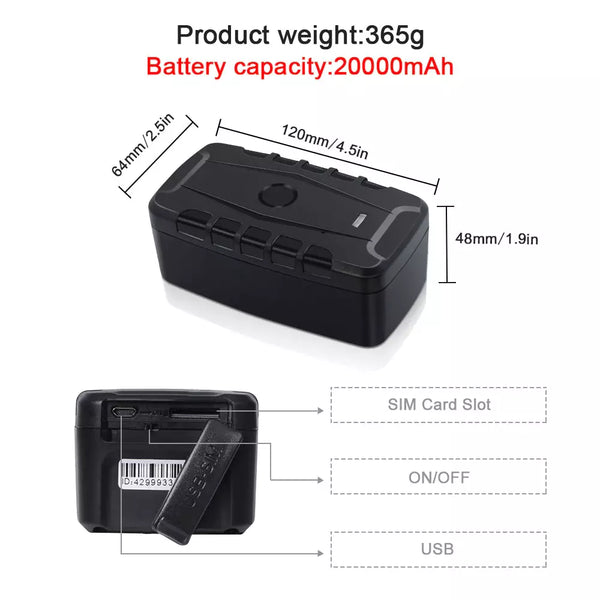4G Magnetic GPS TRACKER 10000mAh Waterproof IPX7 Anti-Theft Vehicle Car Truck