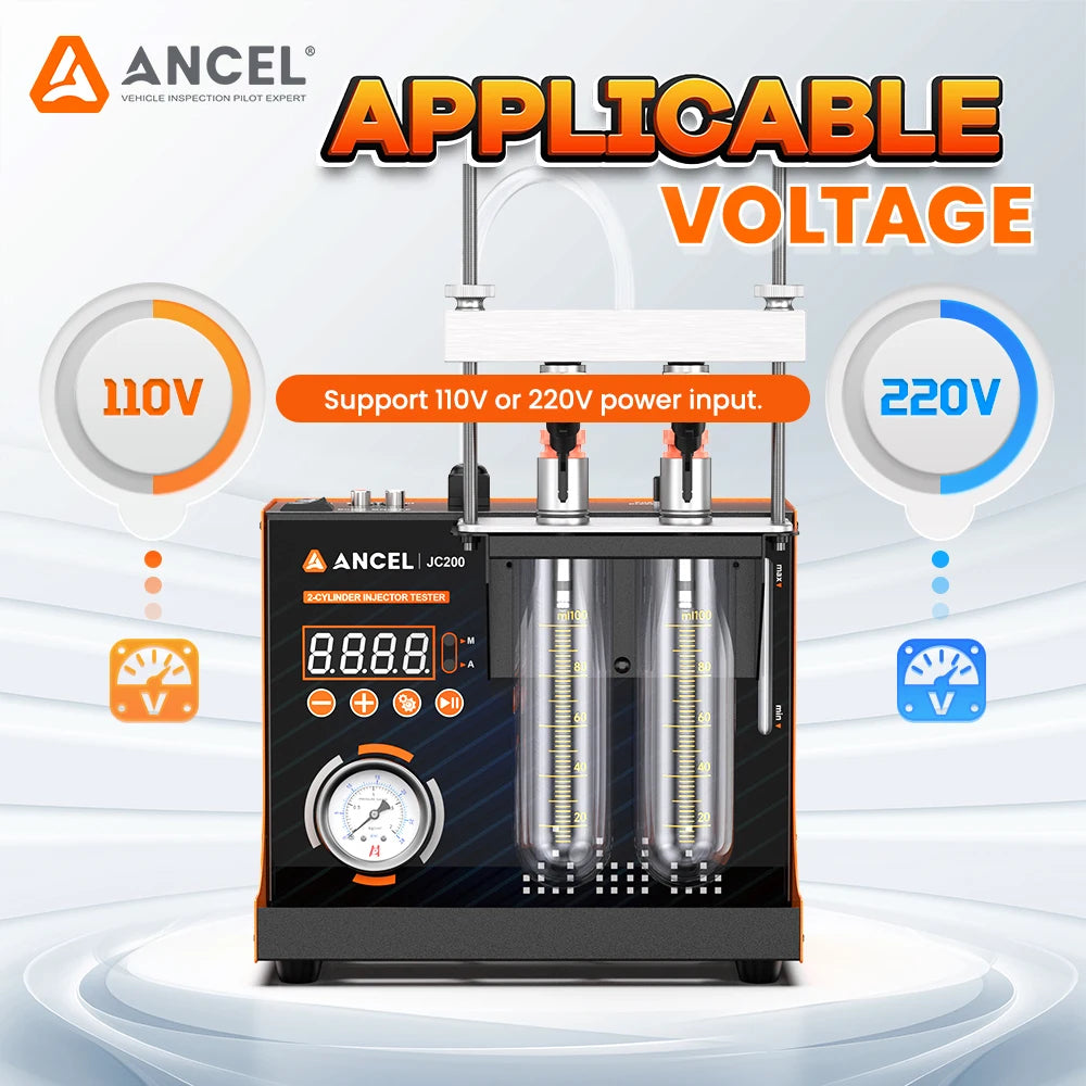 ANCEL JC200 Injector Tester 2 Cylinder Fuel Injection Volume Atomization Test