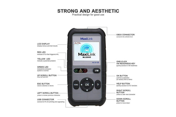 AUTEL MaxiLink ML529 Heavy Duty Trucks Car Code Reader OBD2 Scanner Tool