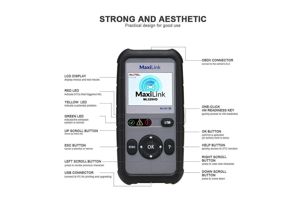 AUTEL MaxiLink ML529 Heavy Duty Trucks Car Code Reader OBD2 Scanner Tool