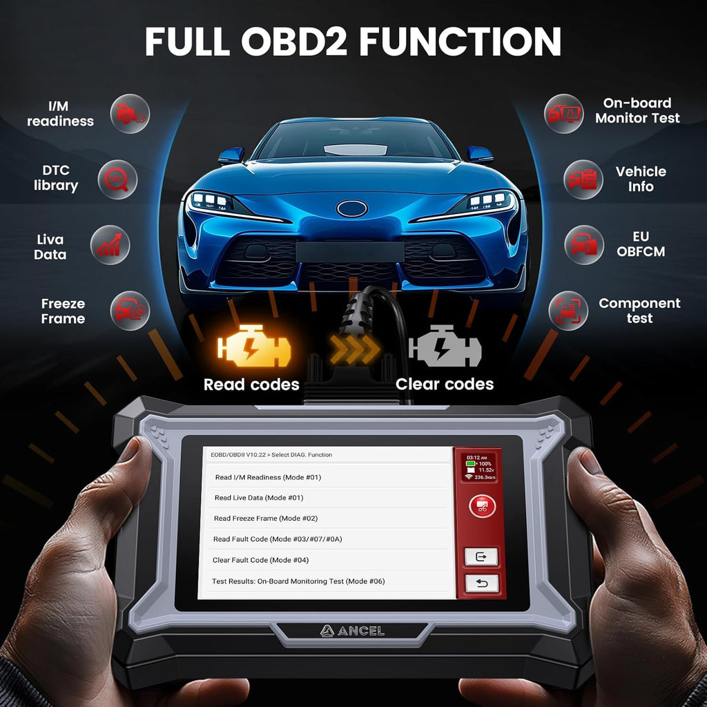 ANCEL DS100 OBD2 Scanner ABS SRS Engine TCM Code Reader with 7 Reset Services