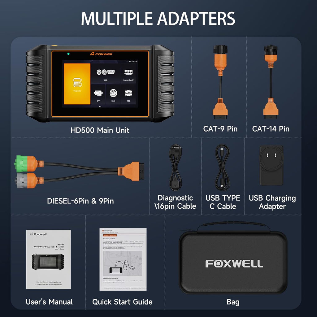 FOXWELL HD500 Heavy Duty Truck Scanner With DPF Regen ABS SRS OBD2 Scanner