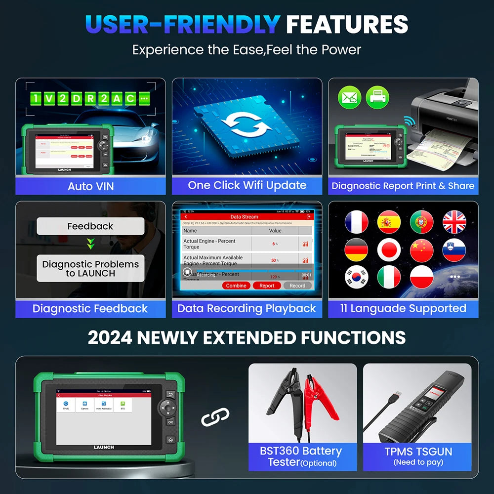 2025 LAUNCH CRP919 EV Diagnostic Scanner 43+ Service OBD2 Diagnostic Code Reader