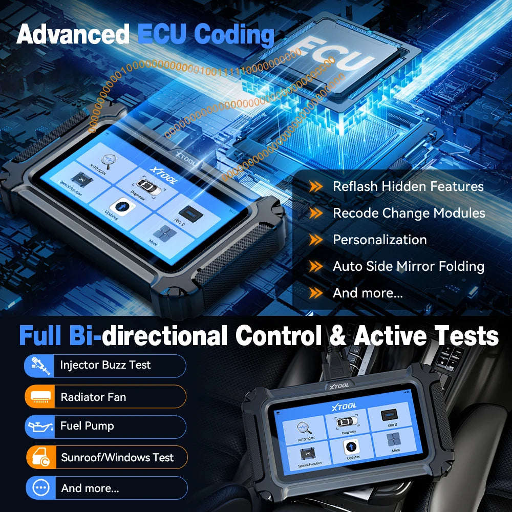 XTOOL IP500 For BMW OBD2 Scanner ECU Coding 23+ Services Bidirectional Auto Scanner