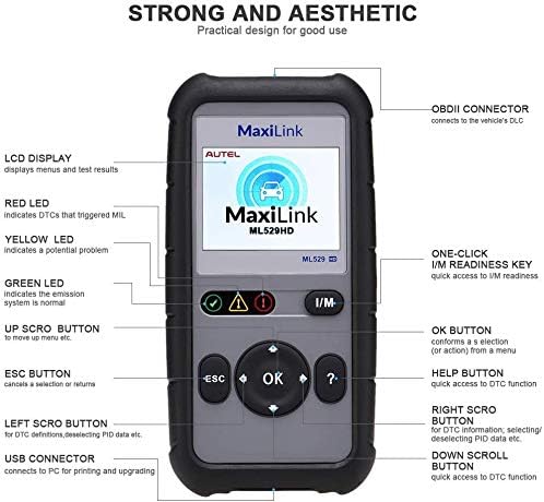 Autel MaxiLink ML529HD OBDII Scanner for Cars Trucks J1939 J1708 Tool
