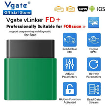 Load image into Gallery viewer, Vgate vLinker FD ELM327 FORScan For Ford Scan Bluetooth 4.0 WIFI ELM