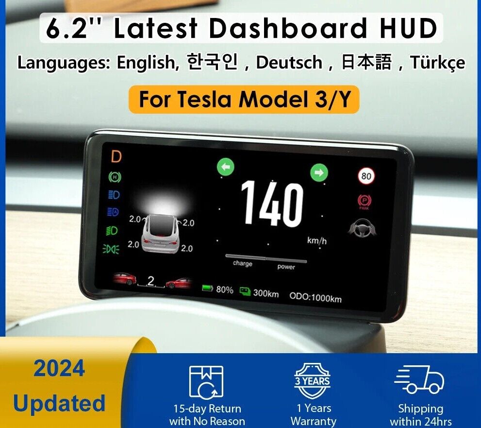 Uppdated Model 3 Y 6.2'' Large Screen Instrument Dashboard HUD Cluster LCD