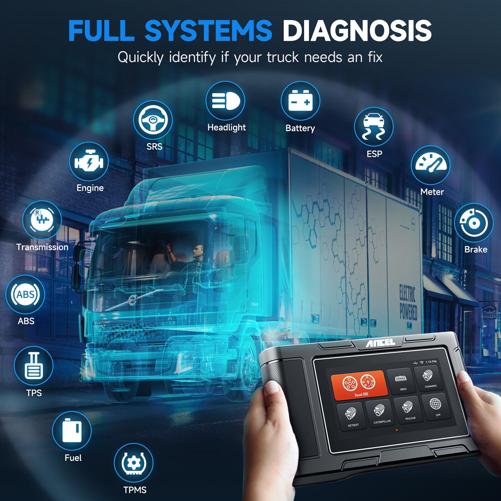 ANCEL HD3400 OBD2 Truck Scanner Full System Diagnostic Engine Analyzer Secondary image