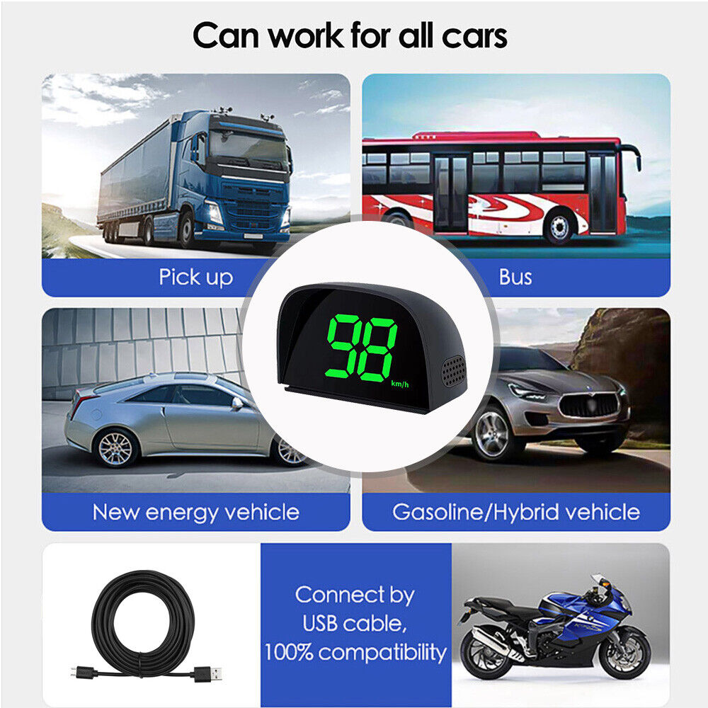 New GPS HUD Digital Speedometer Display 2-Color Plug and Play Big Font 2023 - Auto Lines Australia