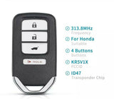 Fits Honda City HR-V FIT EX-L 2016 2017 2018 313.8Mhz KR5V1X Remote Car Key