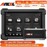 ANCEL X7 HD Heavy Duty Truck Diagnostic Tool Bluetooth OBD2 All System Oil D-P-F