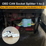 Tesla Customized Front and Rear OBD Splitter 1-to-3 OBD CAN Socket Plug