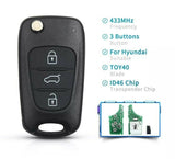 Fits Hyundai I30 IX35 433MHz Chip ID46 TOY40 Blade Car Remote Key