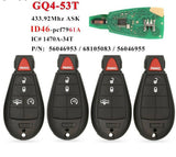 Fits  Dodge 433Mhz PCF7961A Complete Transponder Remote Key